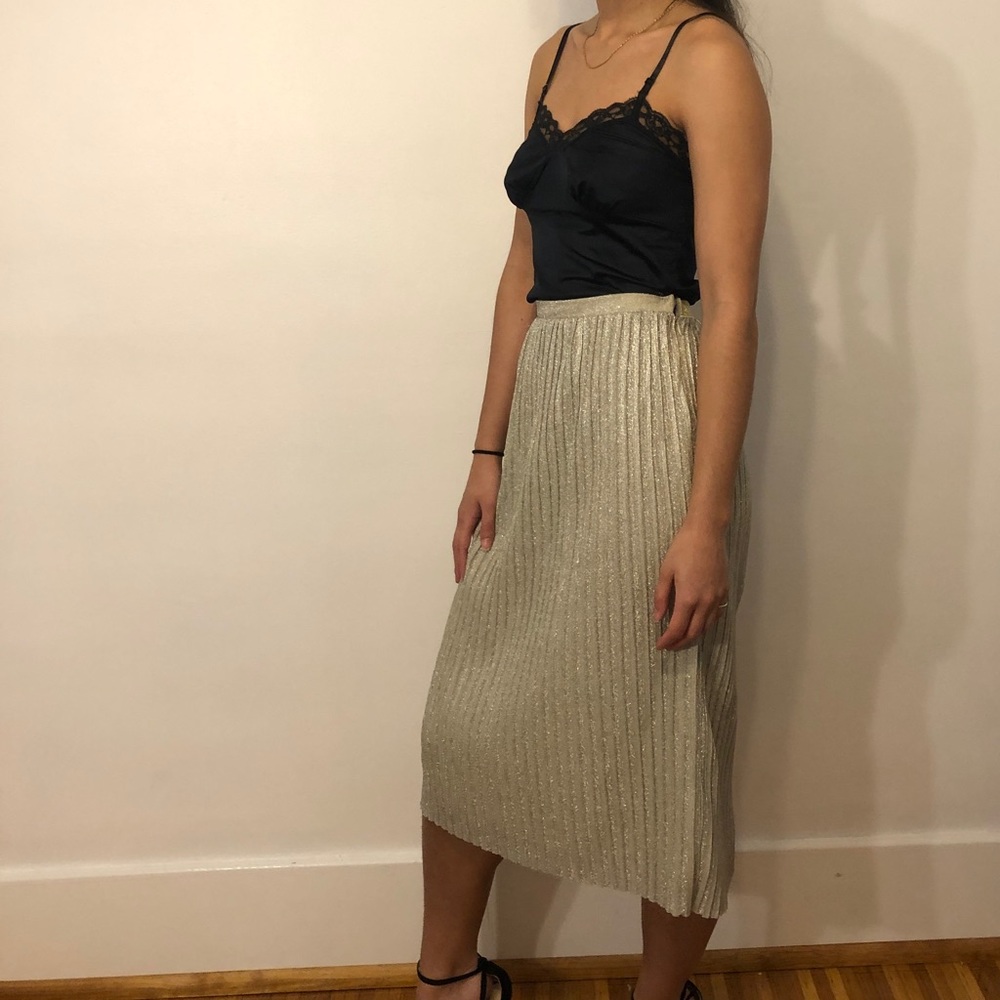 Urban Outfitters pleated gold skirt